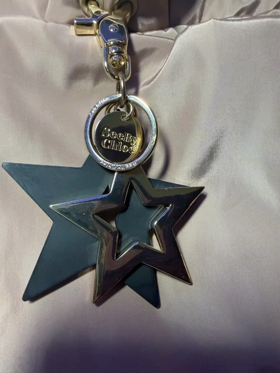 See by Chloe Satin Light Pink Tote Bag with Star Charm and Crossbody strap. - Picture 8 of 17